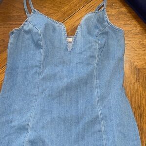 Light blue fitted jean dress